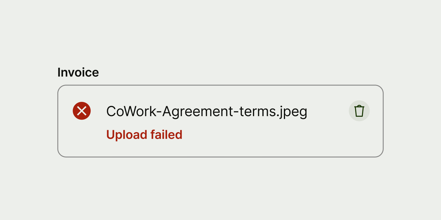 A failed upload where the description just tells the user that it's failed.