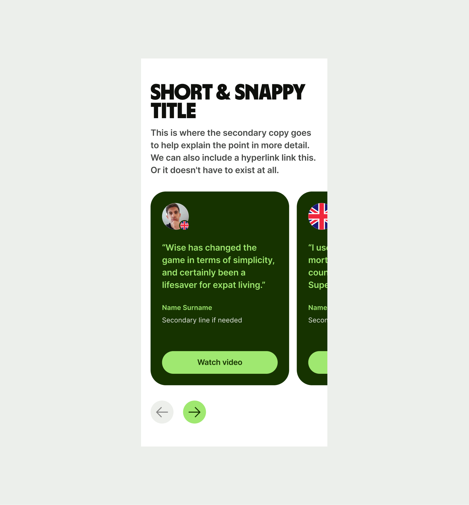 Carousel pattern on mobile