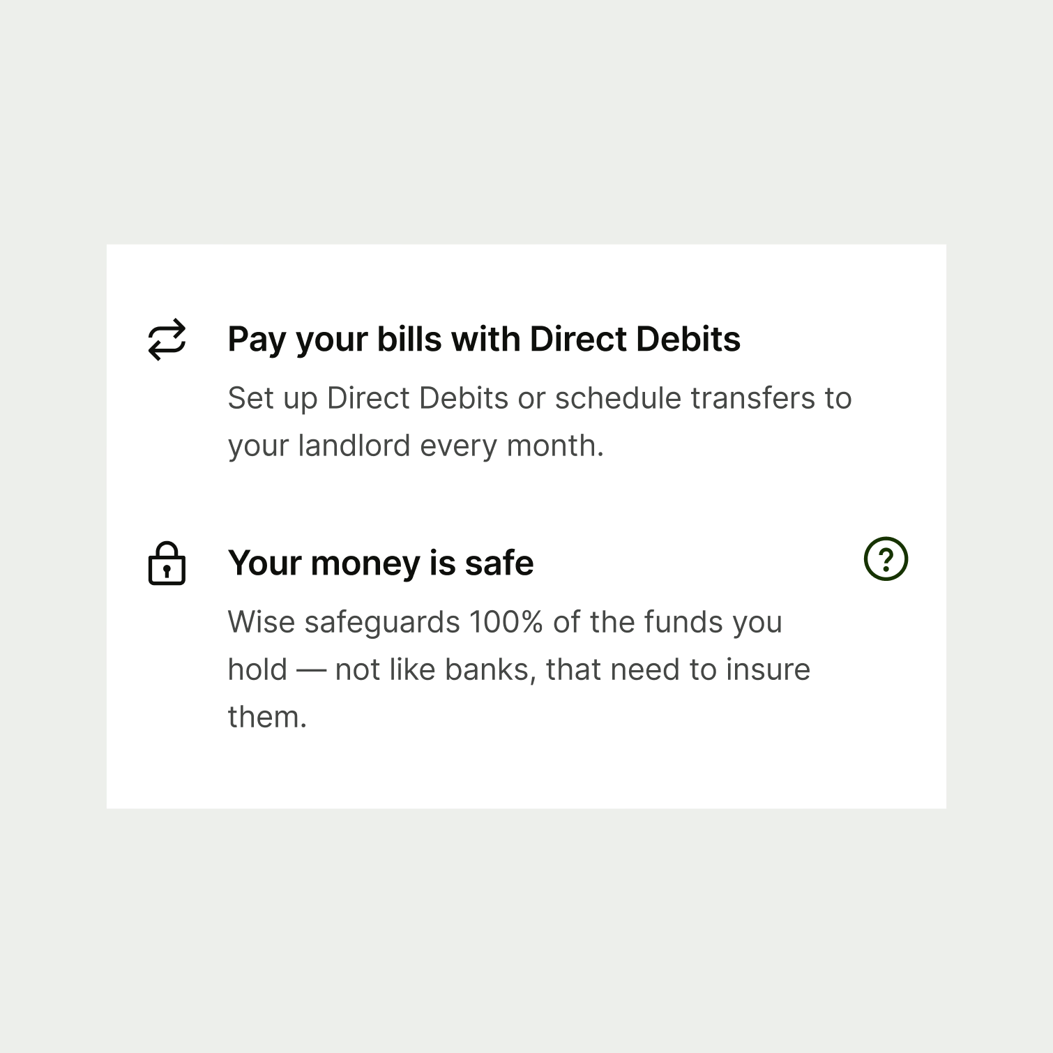 Two summary items within the mobile app.