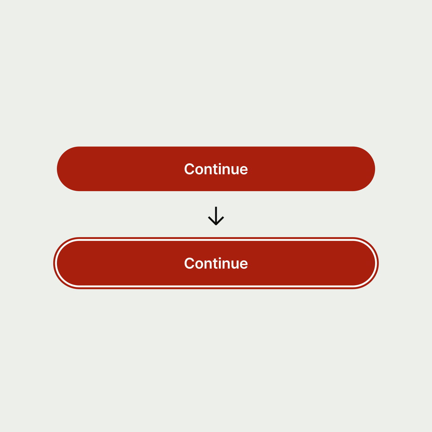 A comparison of a standard negative button, and a focused negative button. The focused negative button has a red border.