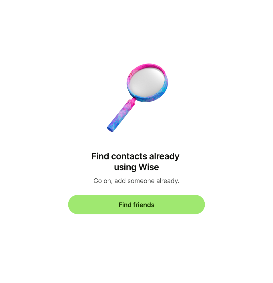 Empty state pattern with 'Go on, add someone already.' as description