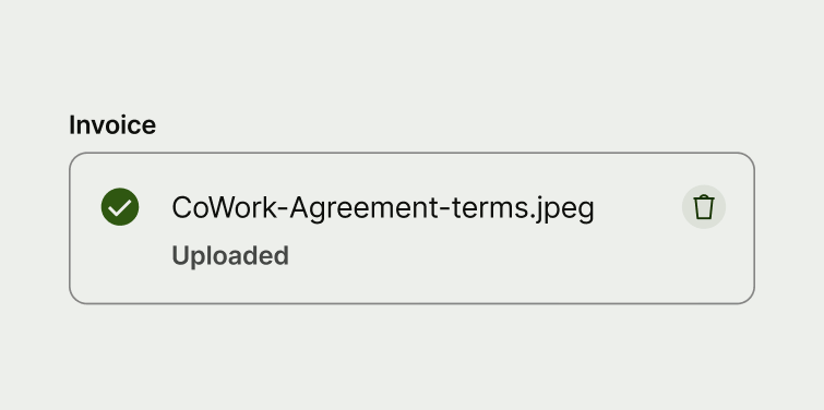 An upload input with an uploaded state.