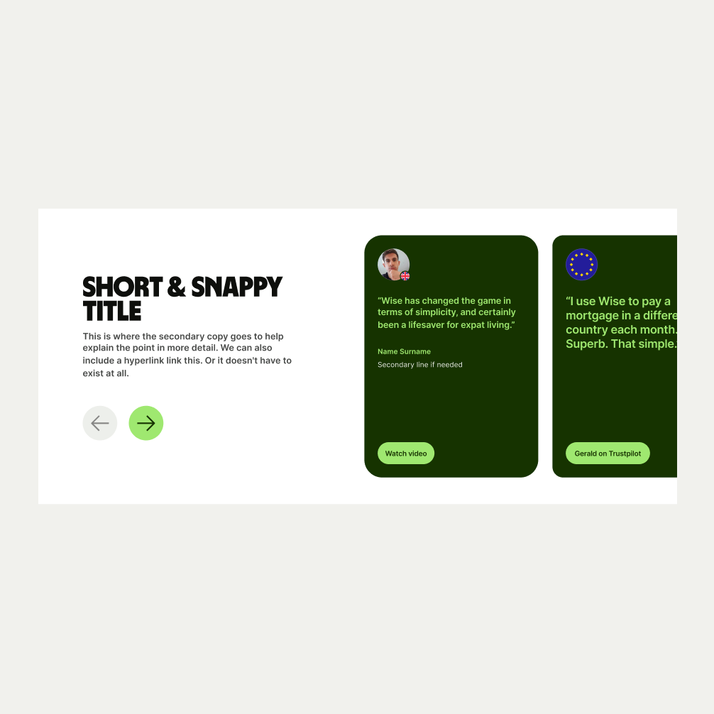 Carousel pattern with quote cards