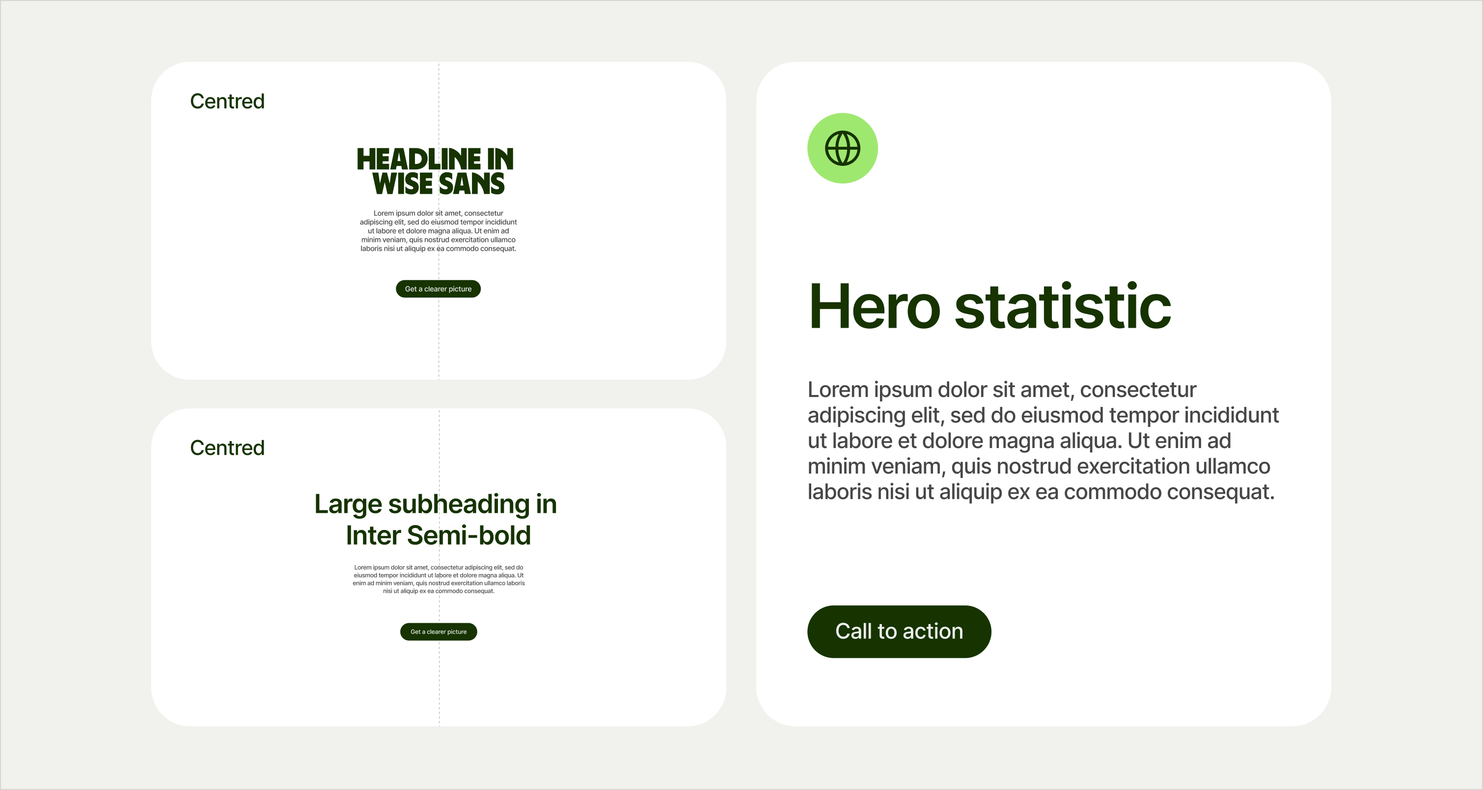 3 Typographic compositions exemplifying how to use type styles