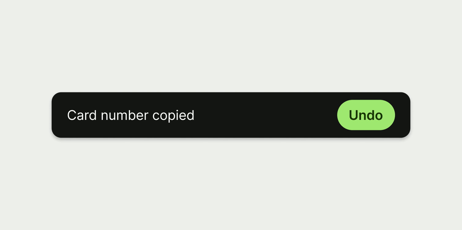 A snackbar with 'Cancel' as the button copy.