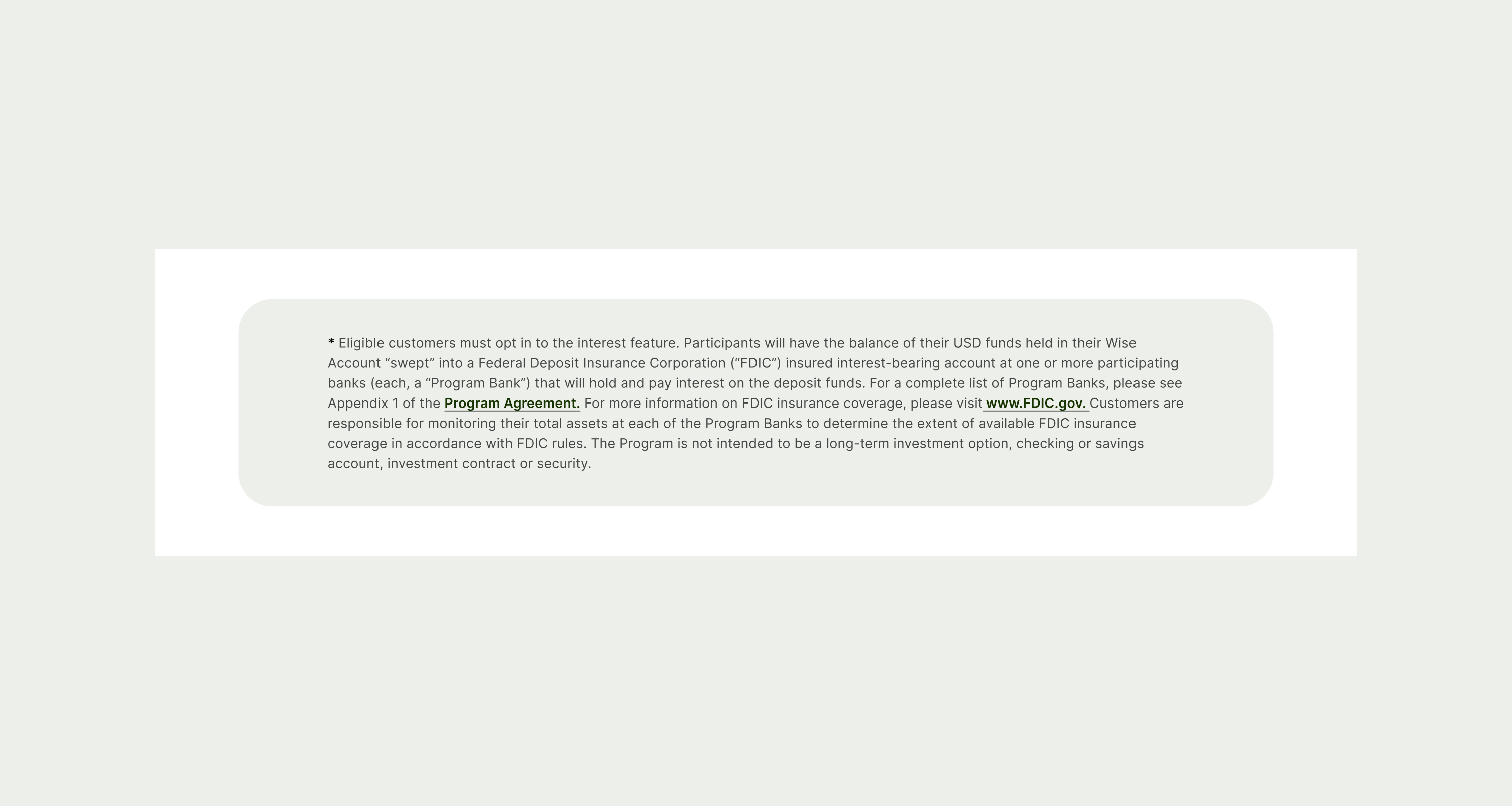 Text Disclaimer pattern on desktop