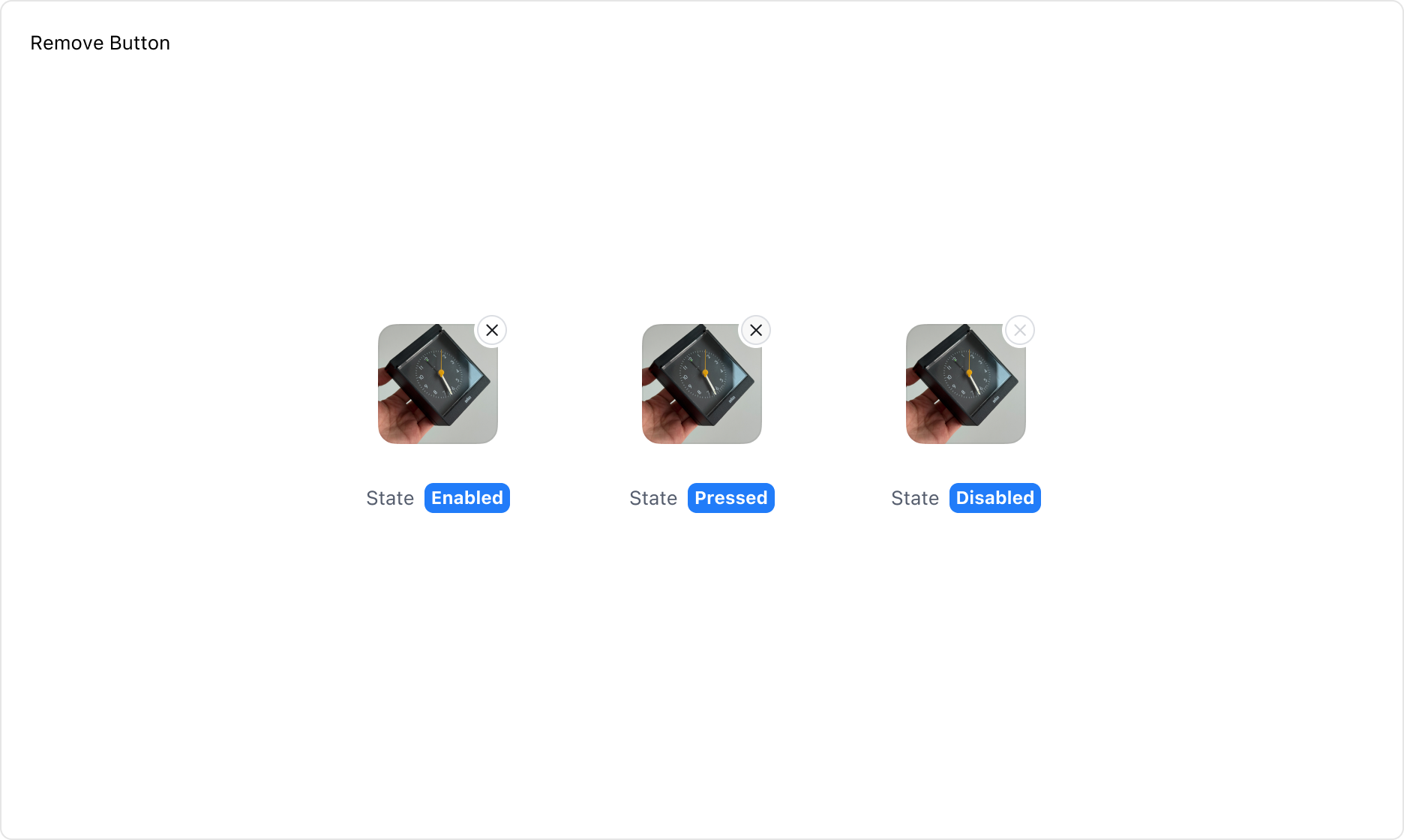 Attachment Input Preview의 Enabled, Loading, Error, Disabled, Dragging 상태 예시