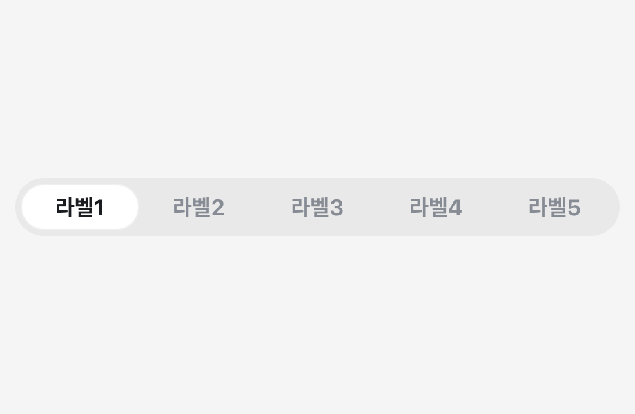 5개의 선택지를 포함하는 Segmented Control