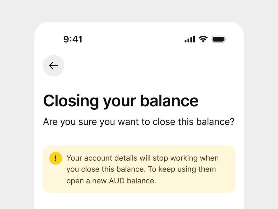 Warning info prompt within a card section.