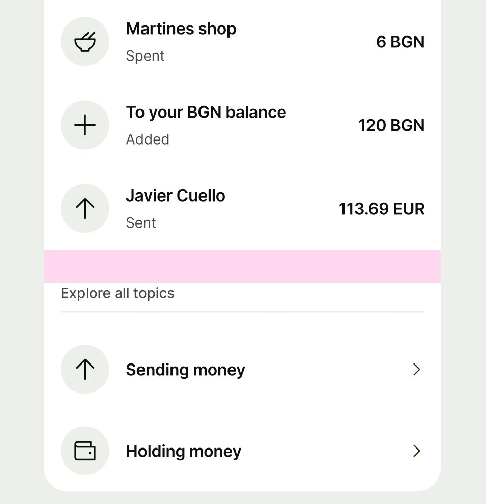 Between option sections
