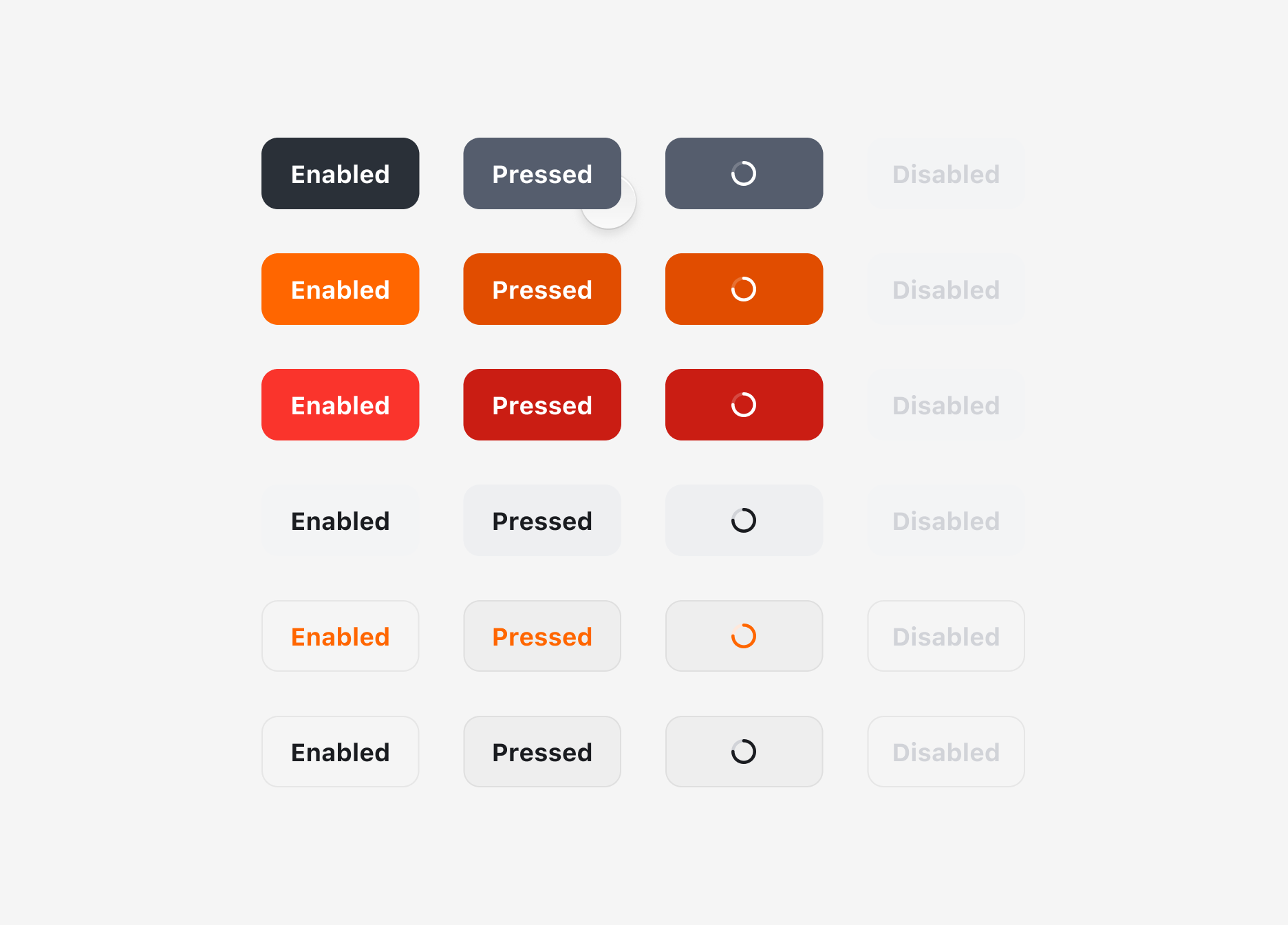 Action Button의 State - Enabled, Pressed, Loading, Disabled