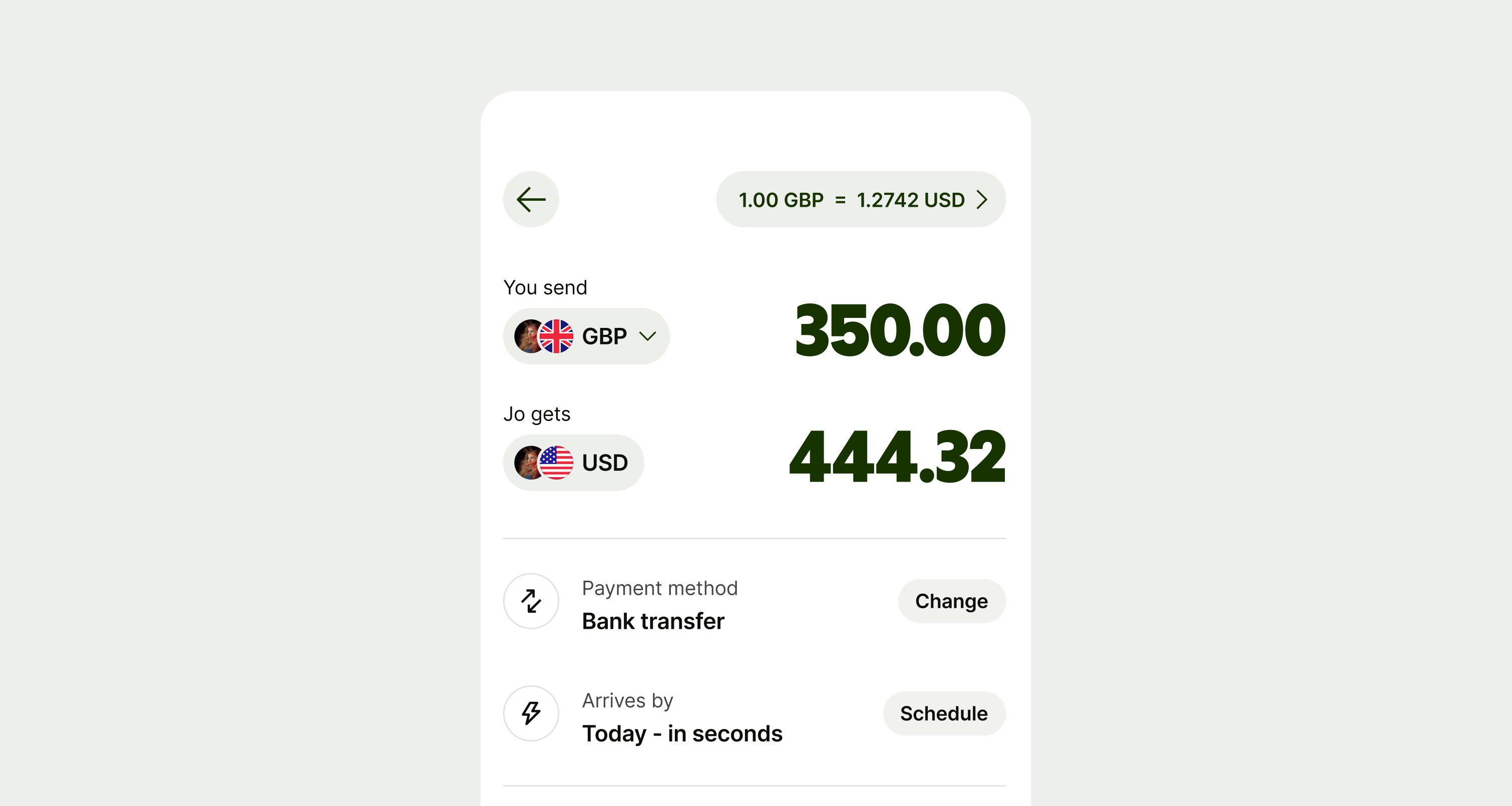 Example screen with button items