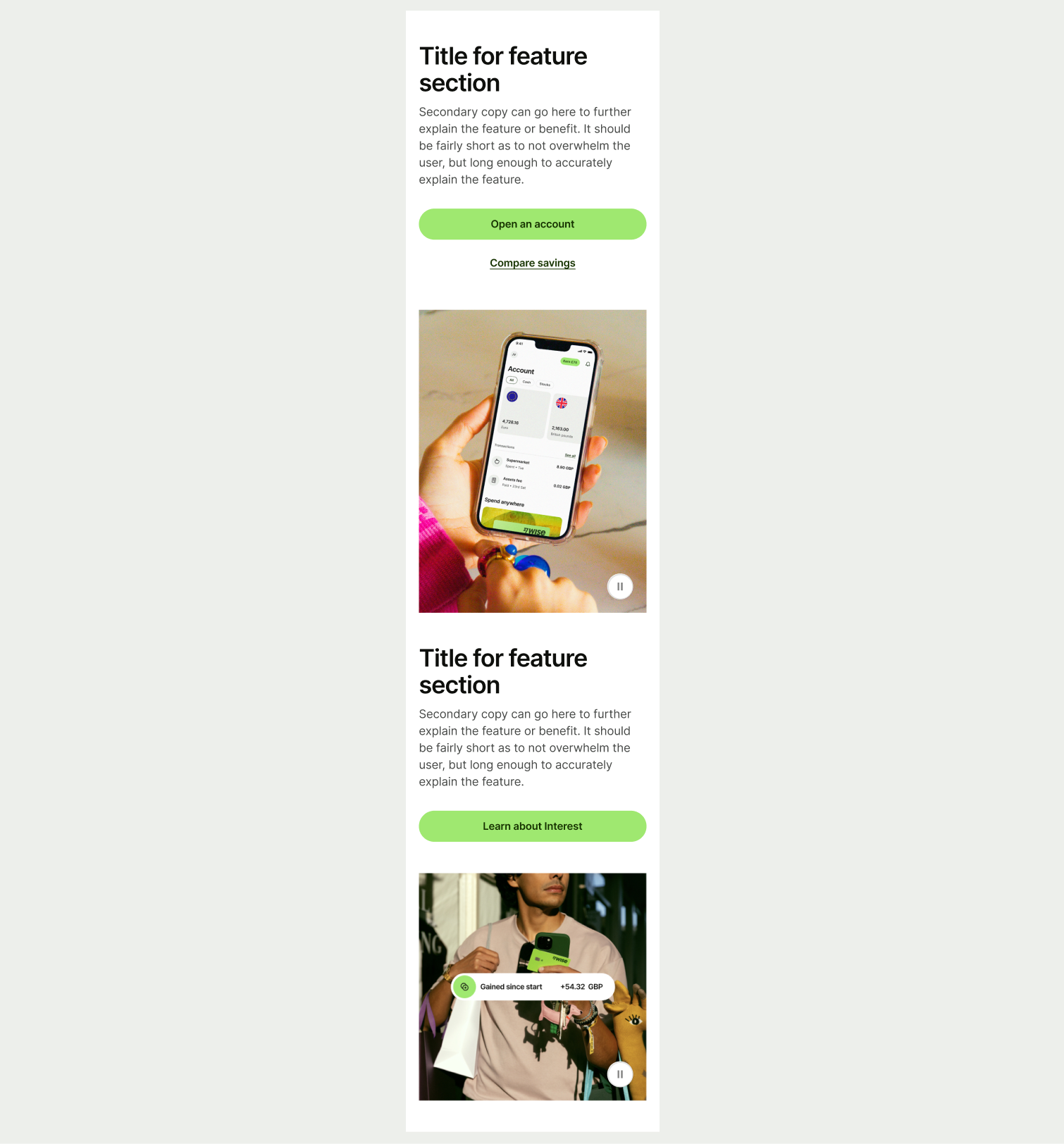 Feature Section Grid pattern on mobile