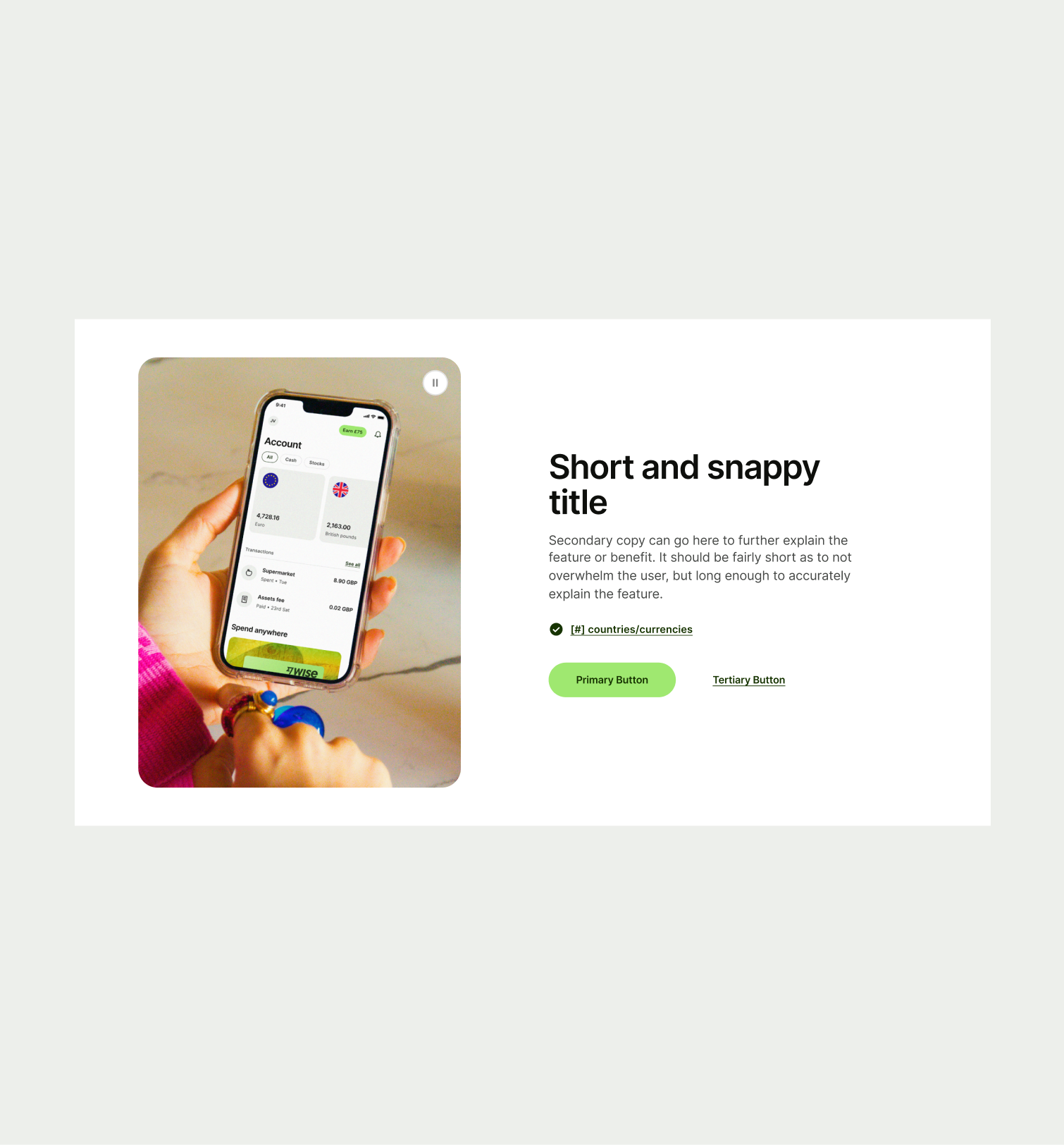 An image of the Feature Section Single pattern in layout 1