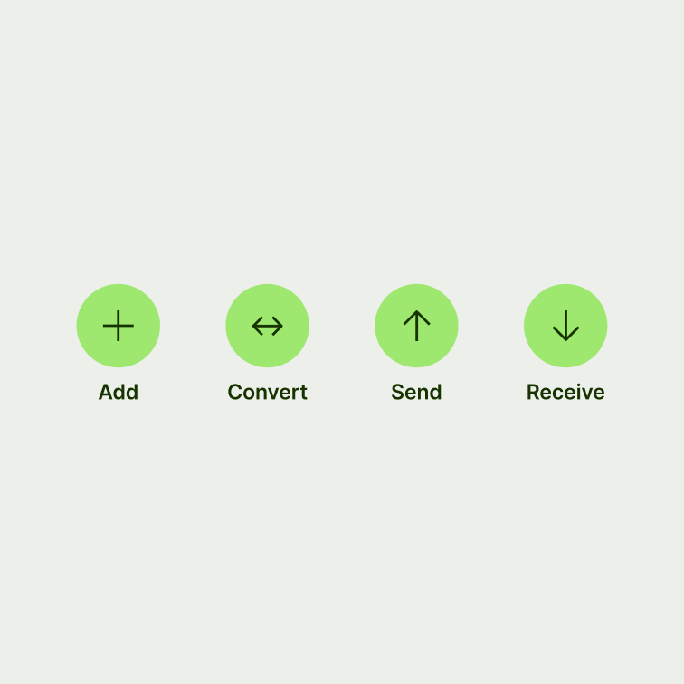 A set of circular buttons from the app.