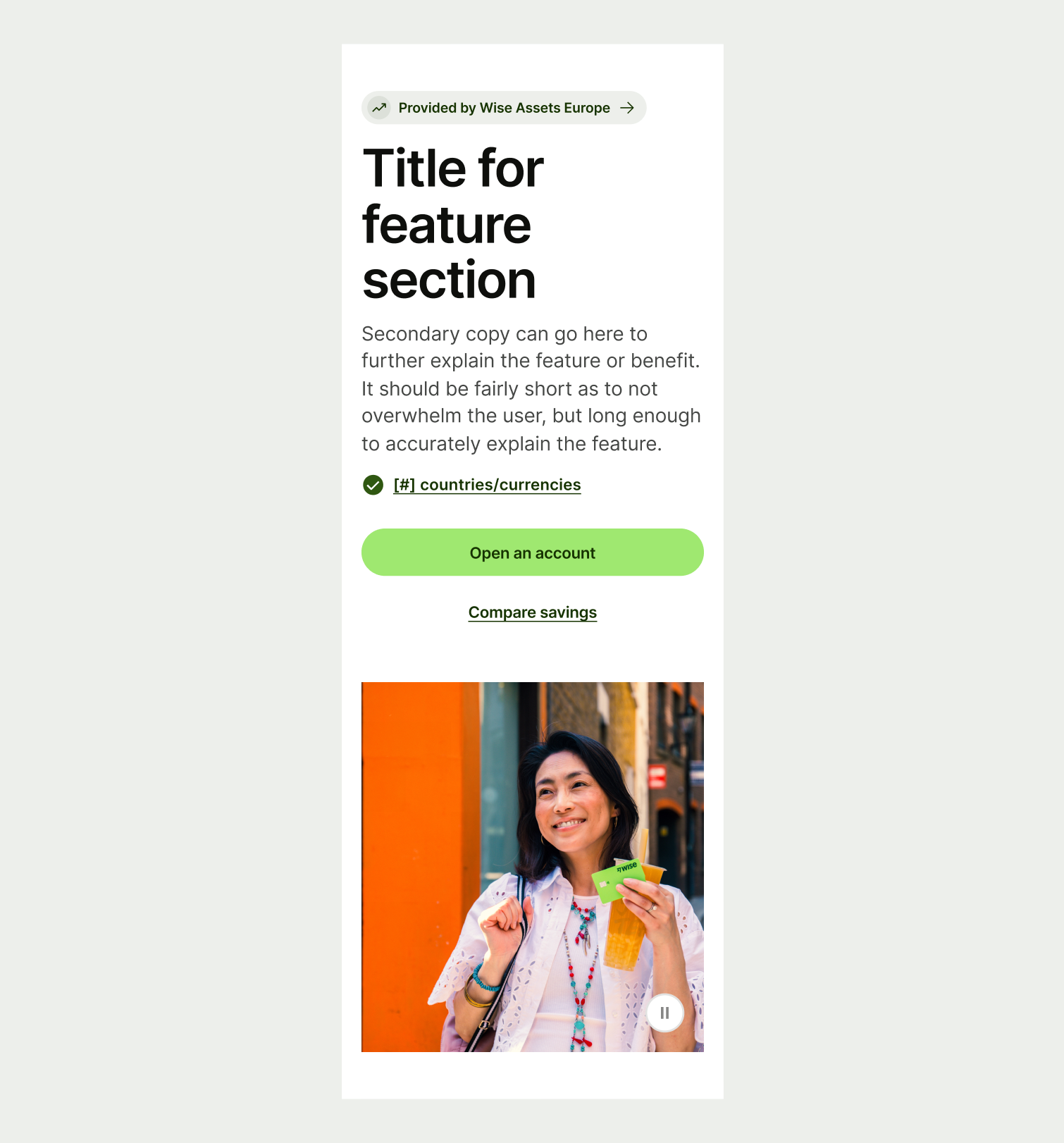 Feature Section Single on mobile