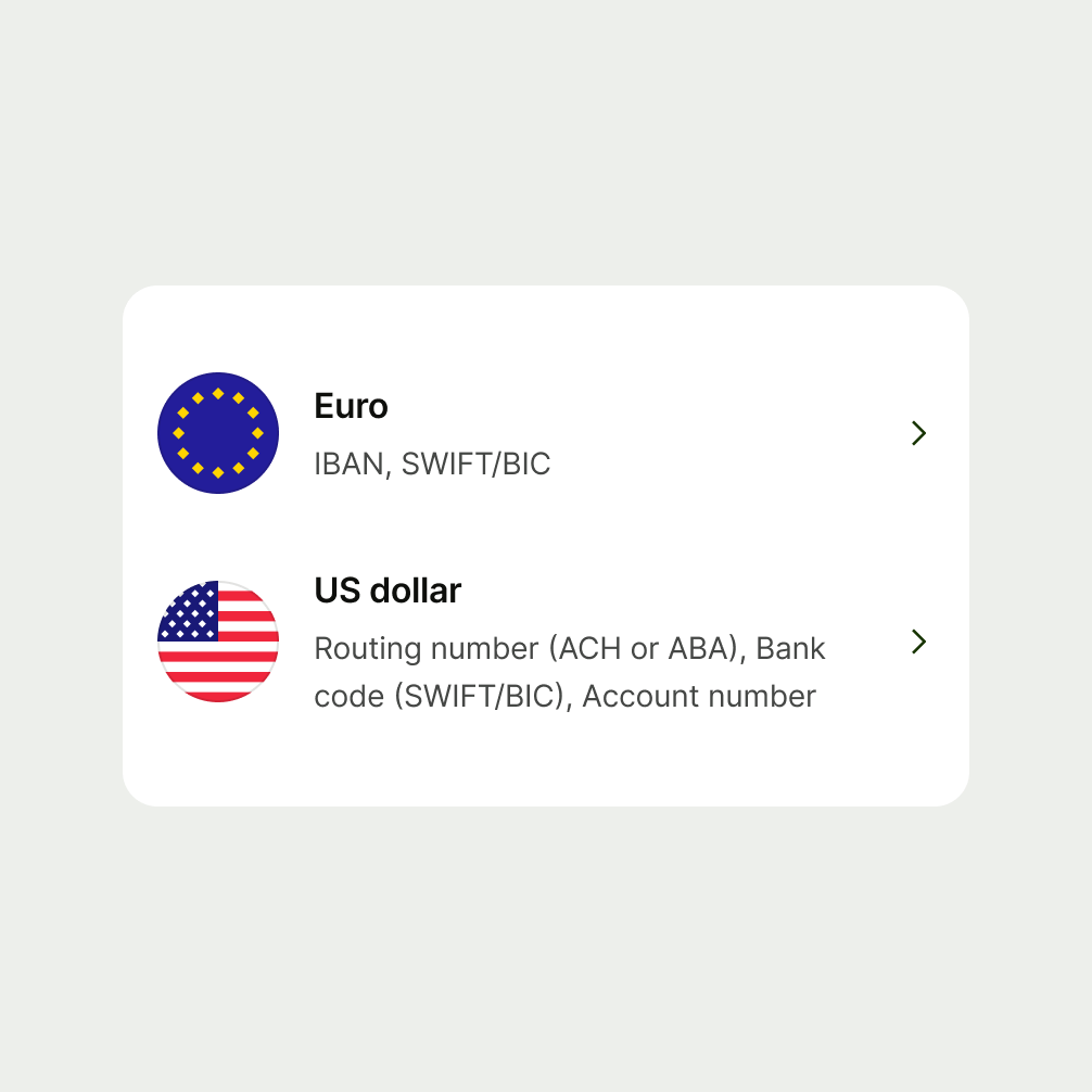 A set of navigation option components.