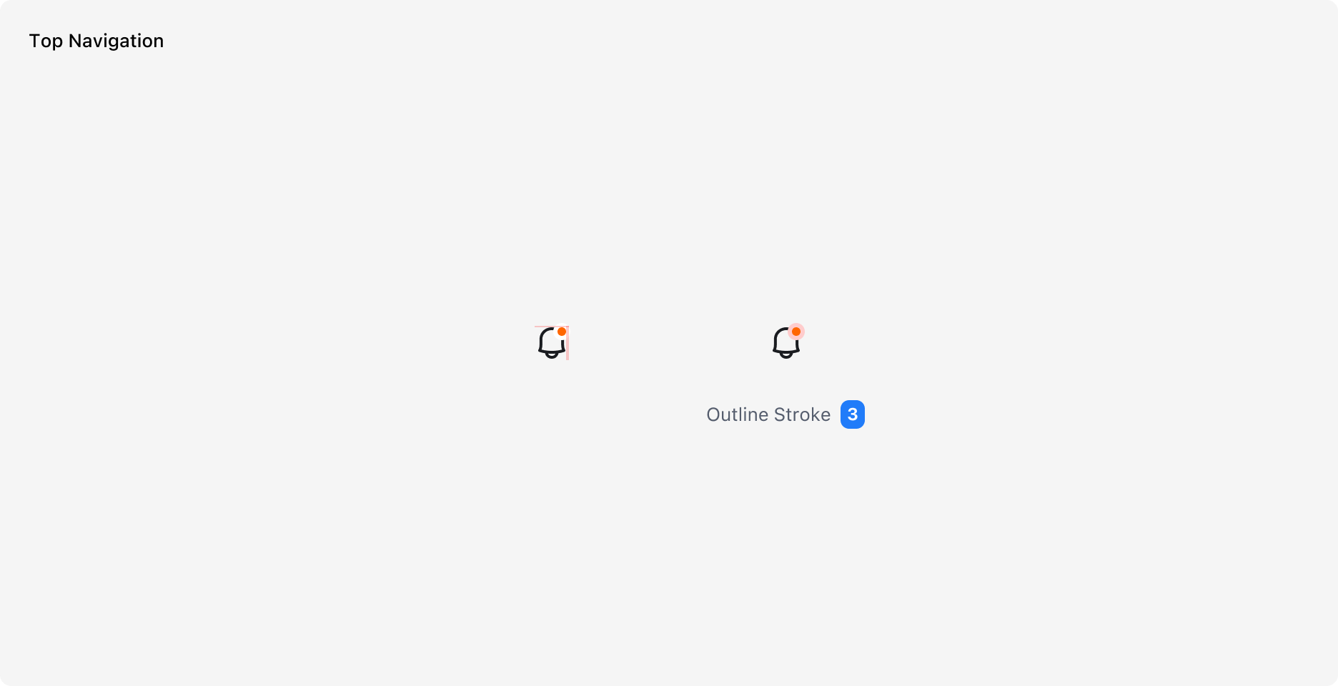 Notification Badge의 위치 예시 - Top Navigation