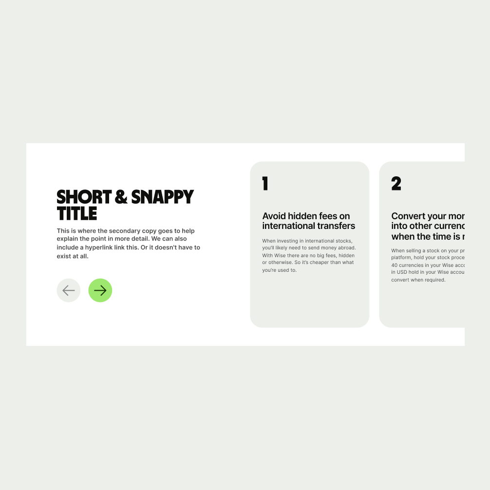 Carousel pattern with stepper cards