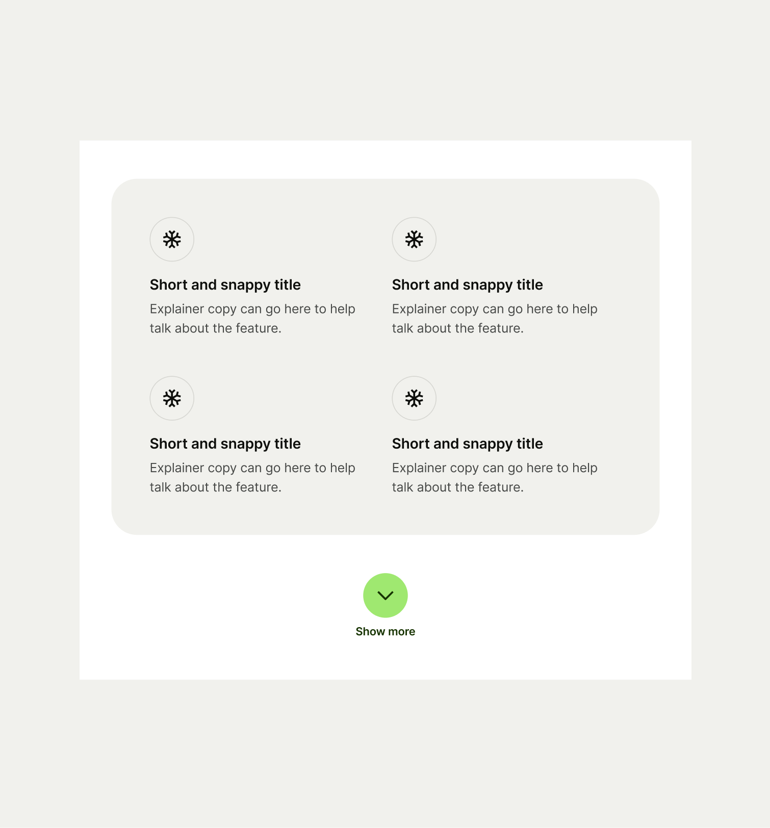 Icon list pattern on tablet with a show more button