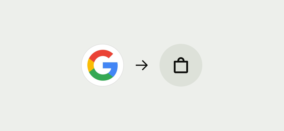 Avatar google logo to avatar with shopping bag icon
