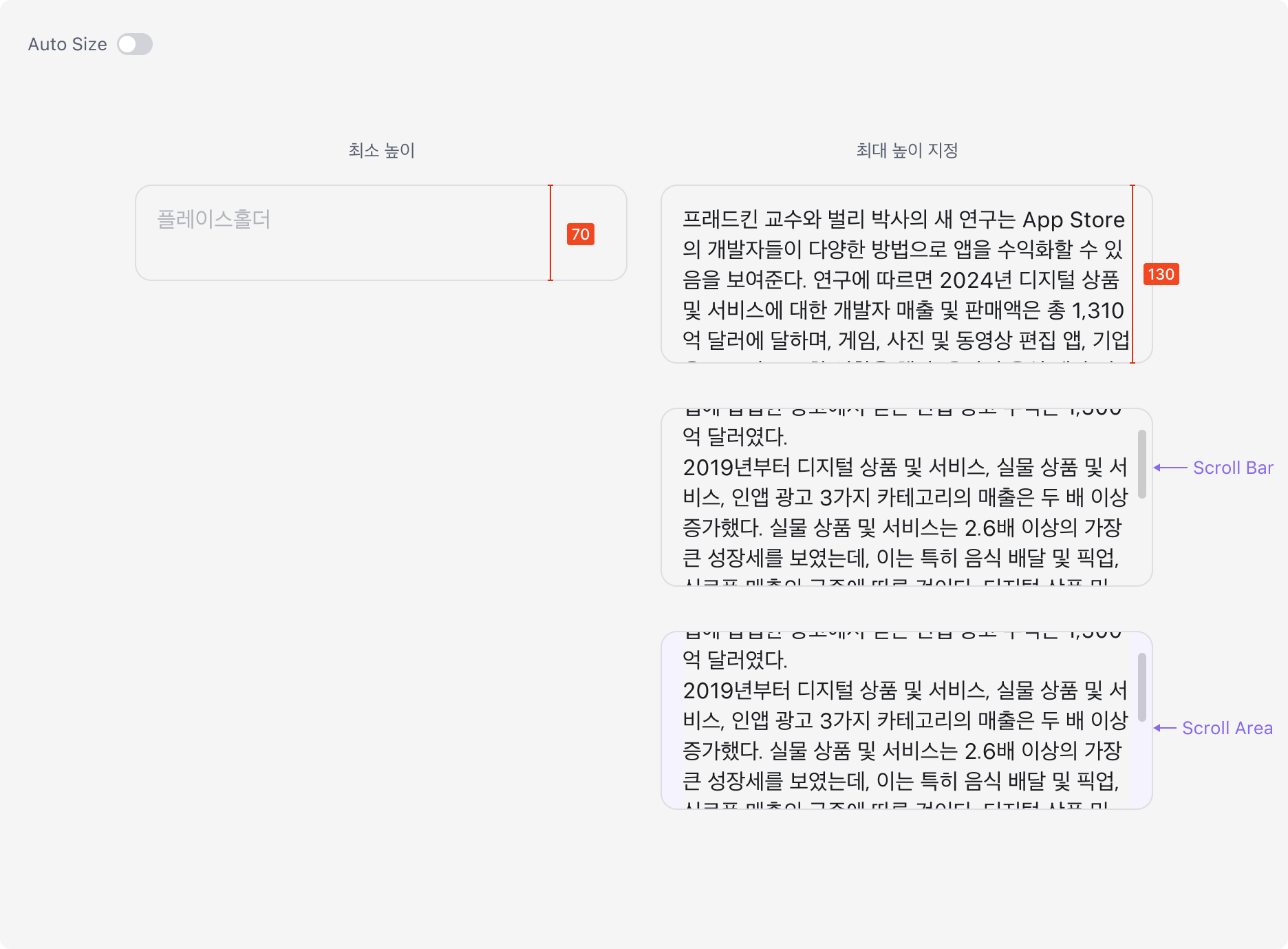 Textarea의 Auto Size 비활성화 시 스크롤 동작