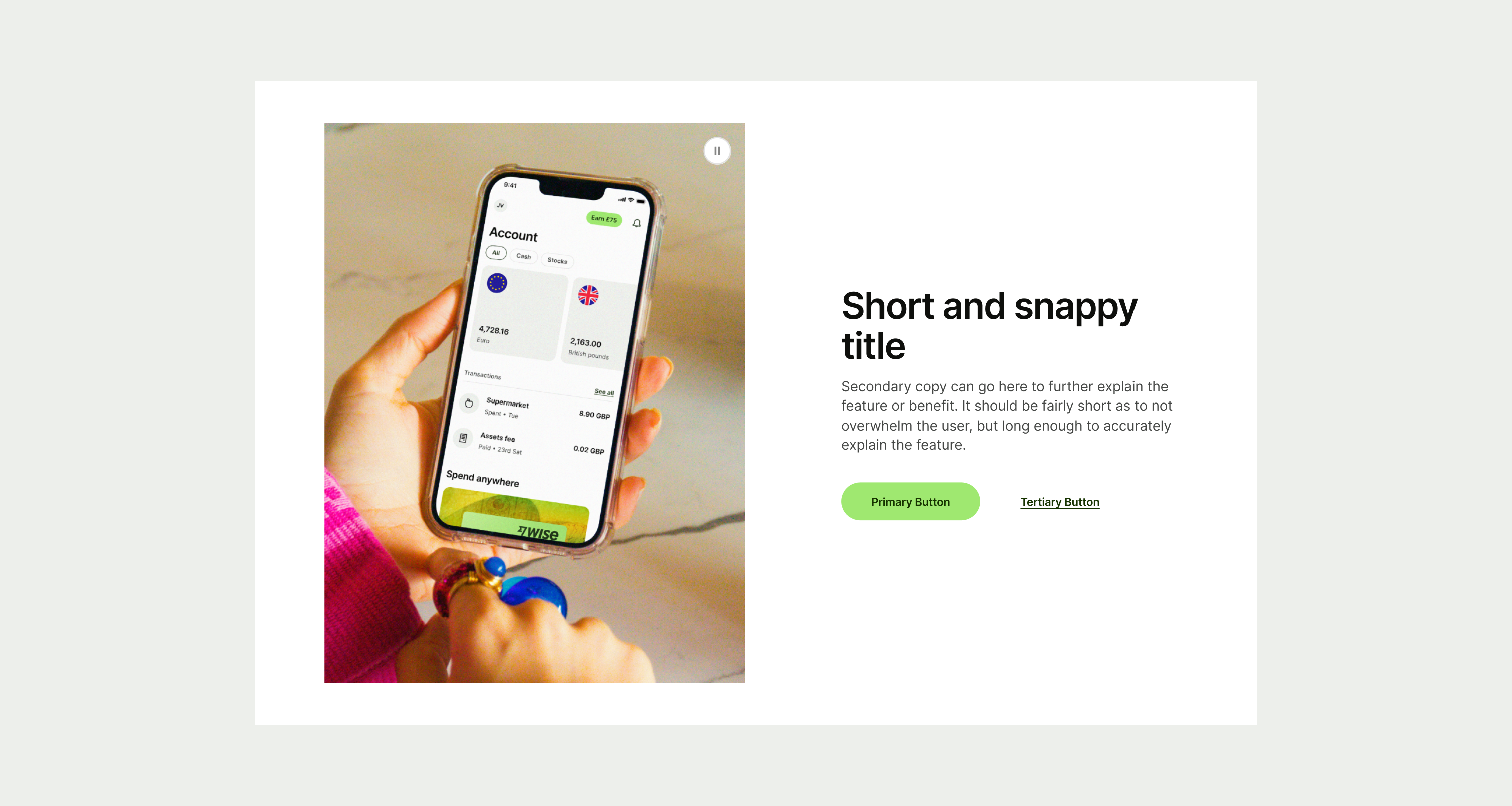 An image of the Feature Section Single pattern