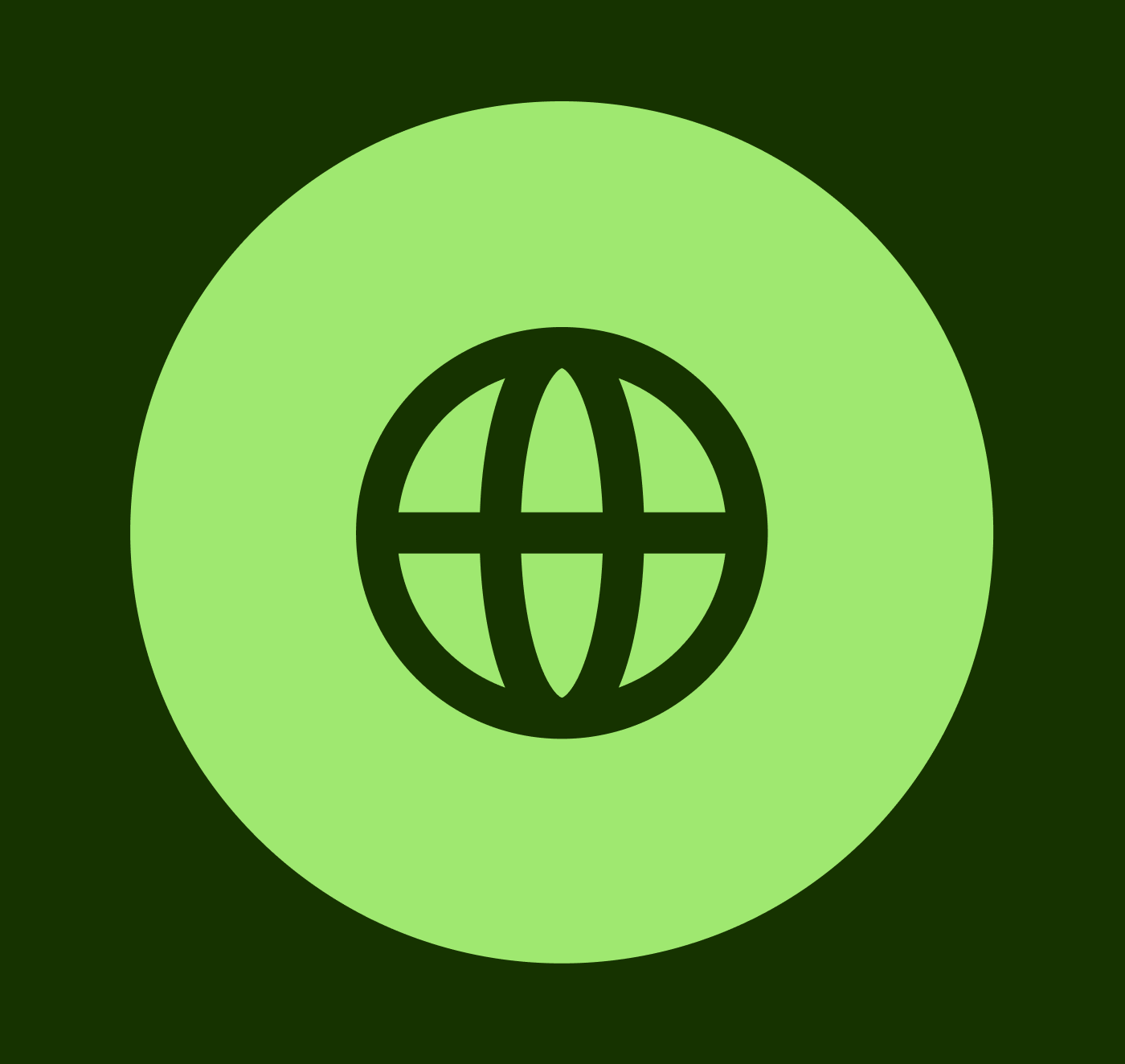 The globe icon in Forest Green.