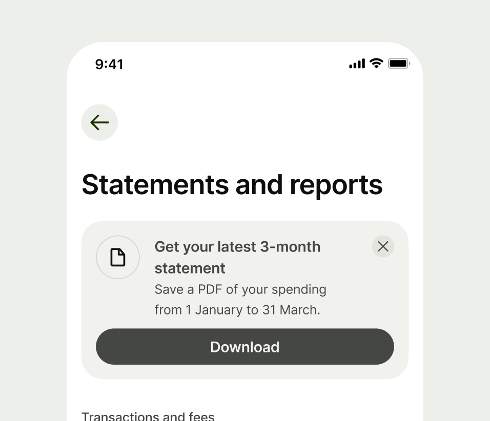 Action prompt in statements page