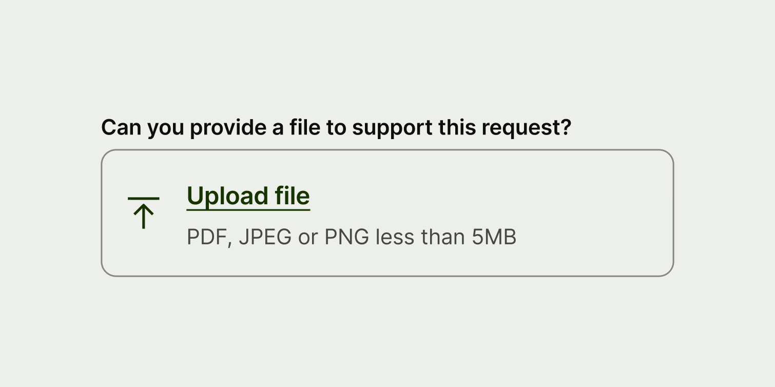 An upload input with a question as the label.