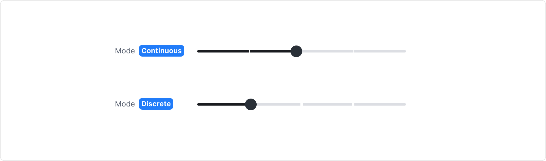 Slider의 Tick Mark property - Continuous Mode, Discrete Mode