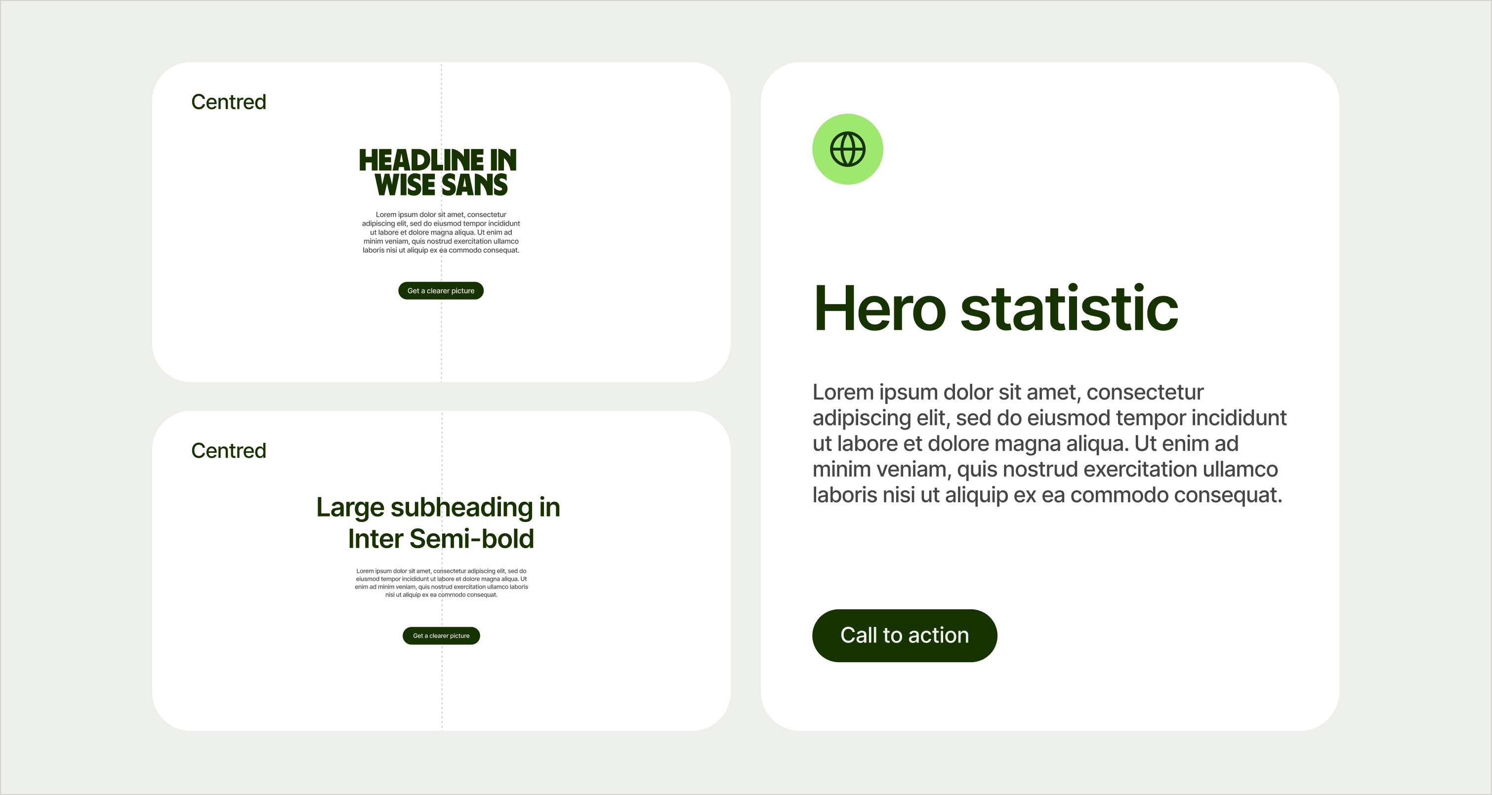 3 Typographic compositions exemplifying how to use type styles