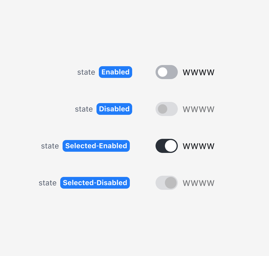 Switch의 State - Selected, Unselected, Enabled, Disabled
