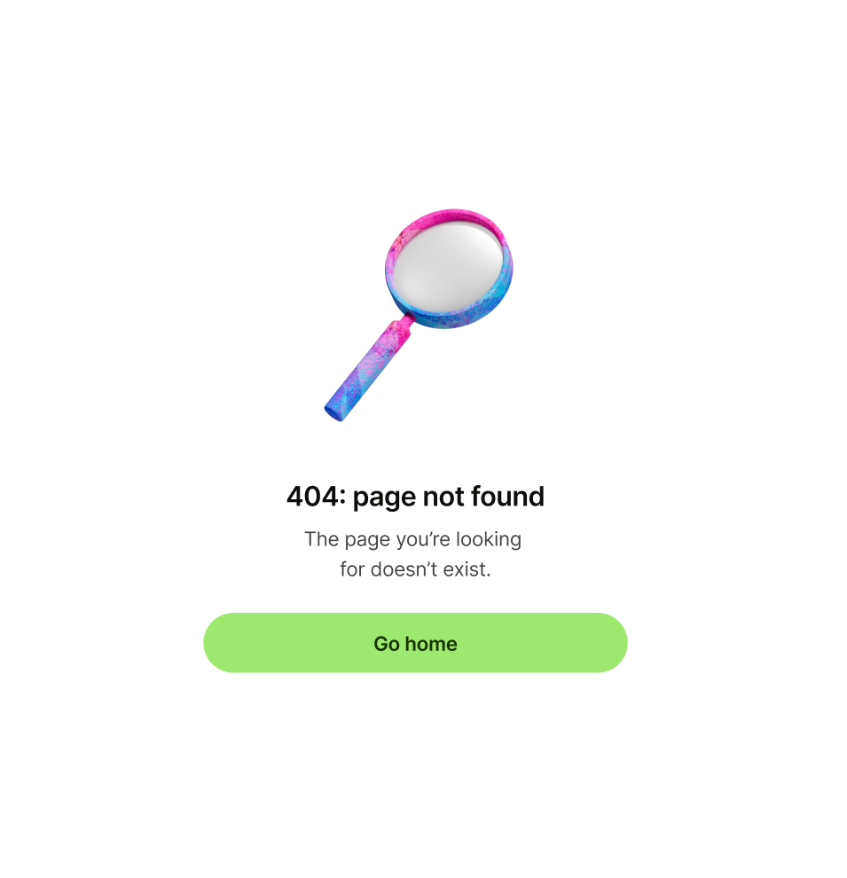 Error pattern with 'go home' as primary button copy