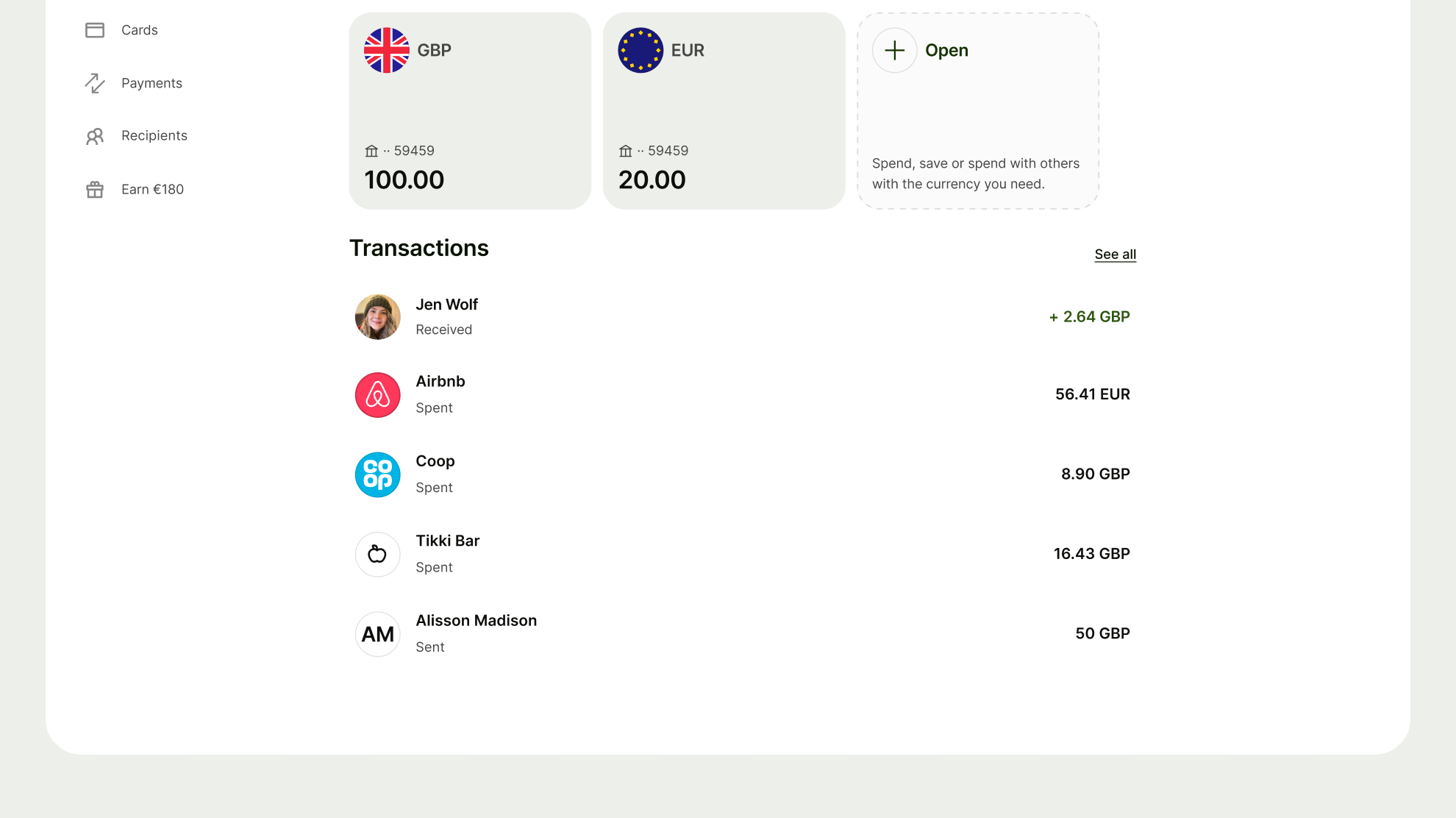 Wise launchpad home screen on desktop