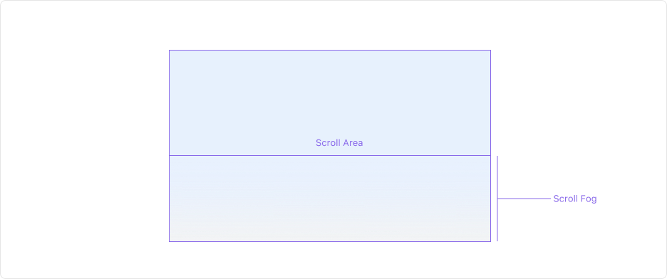 Scroll Fog가 Scroll Area 컴포넌트 위에 적용된 예시