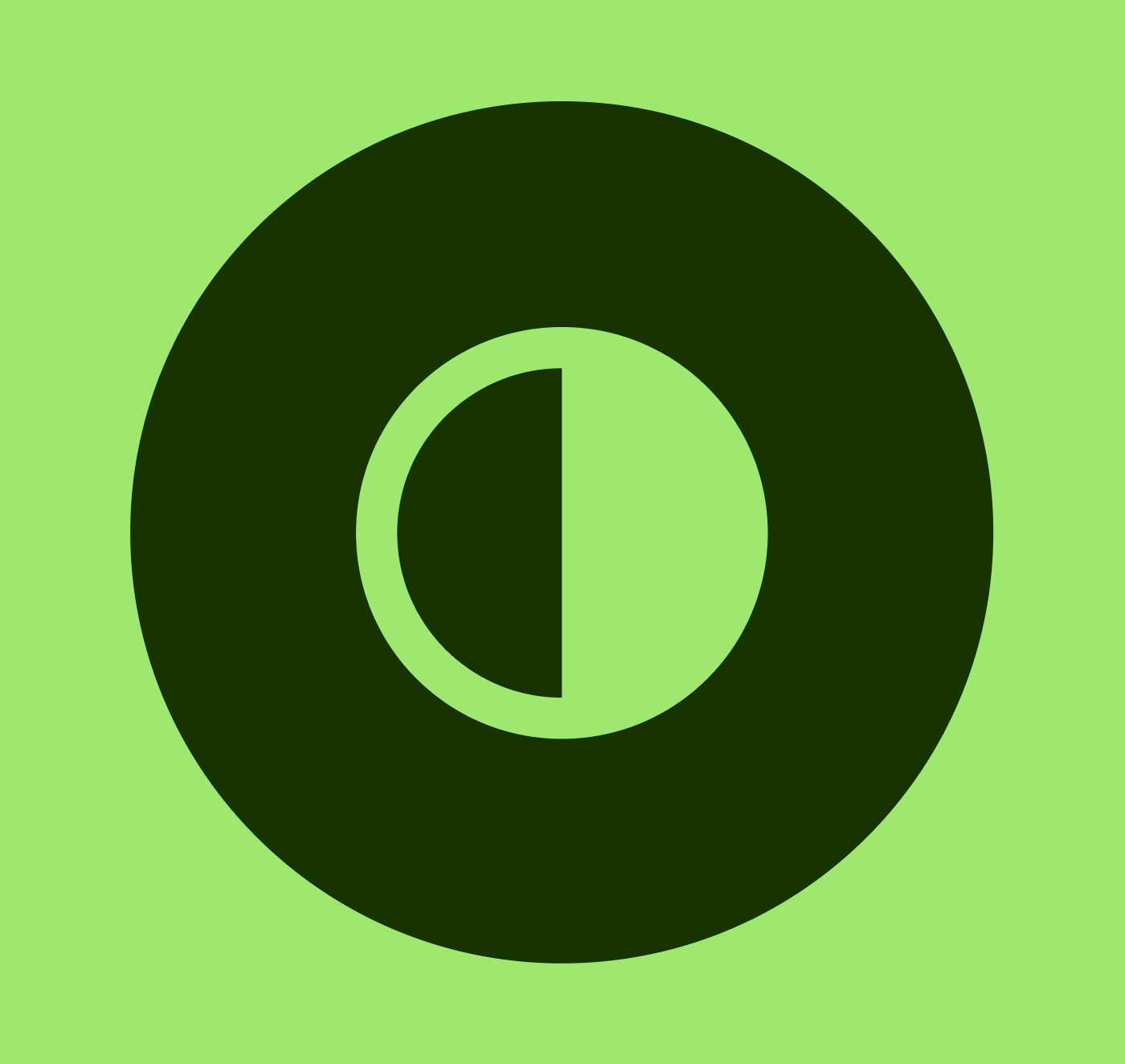 A circle showing two contrasting greens from Wise colour pallet 