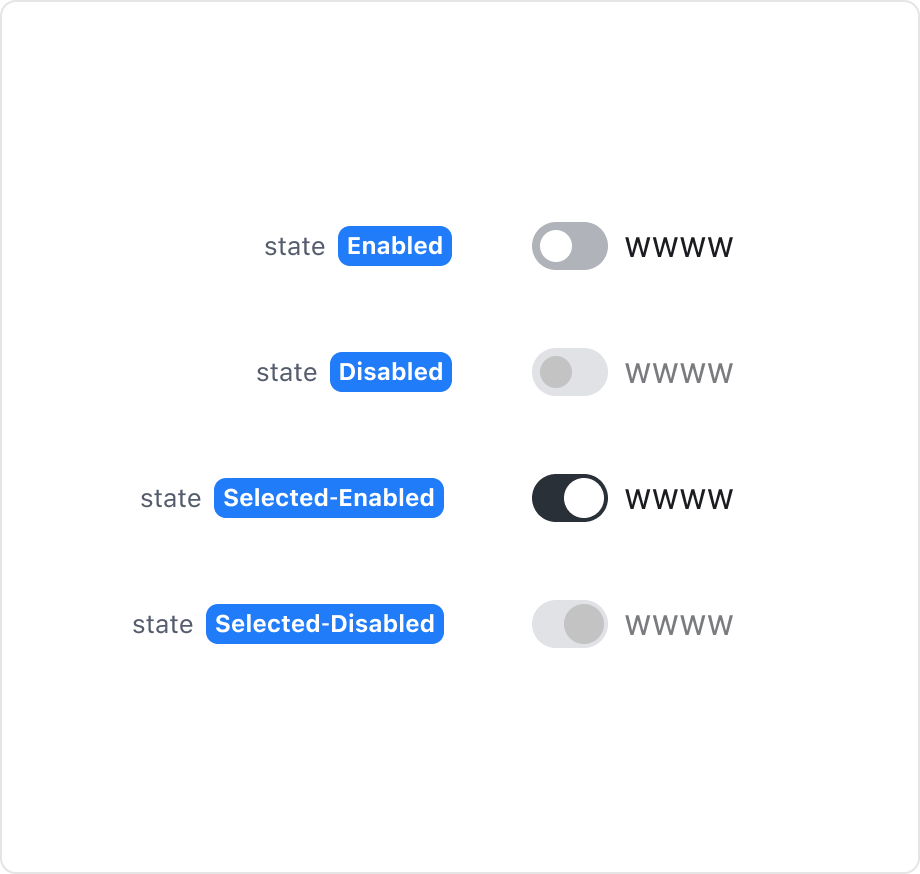 Switch의 State - Selected, Unselected, Enabled, Disabled