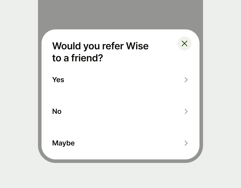 navigation items that ask the user to choose from options within a form
