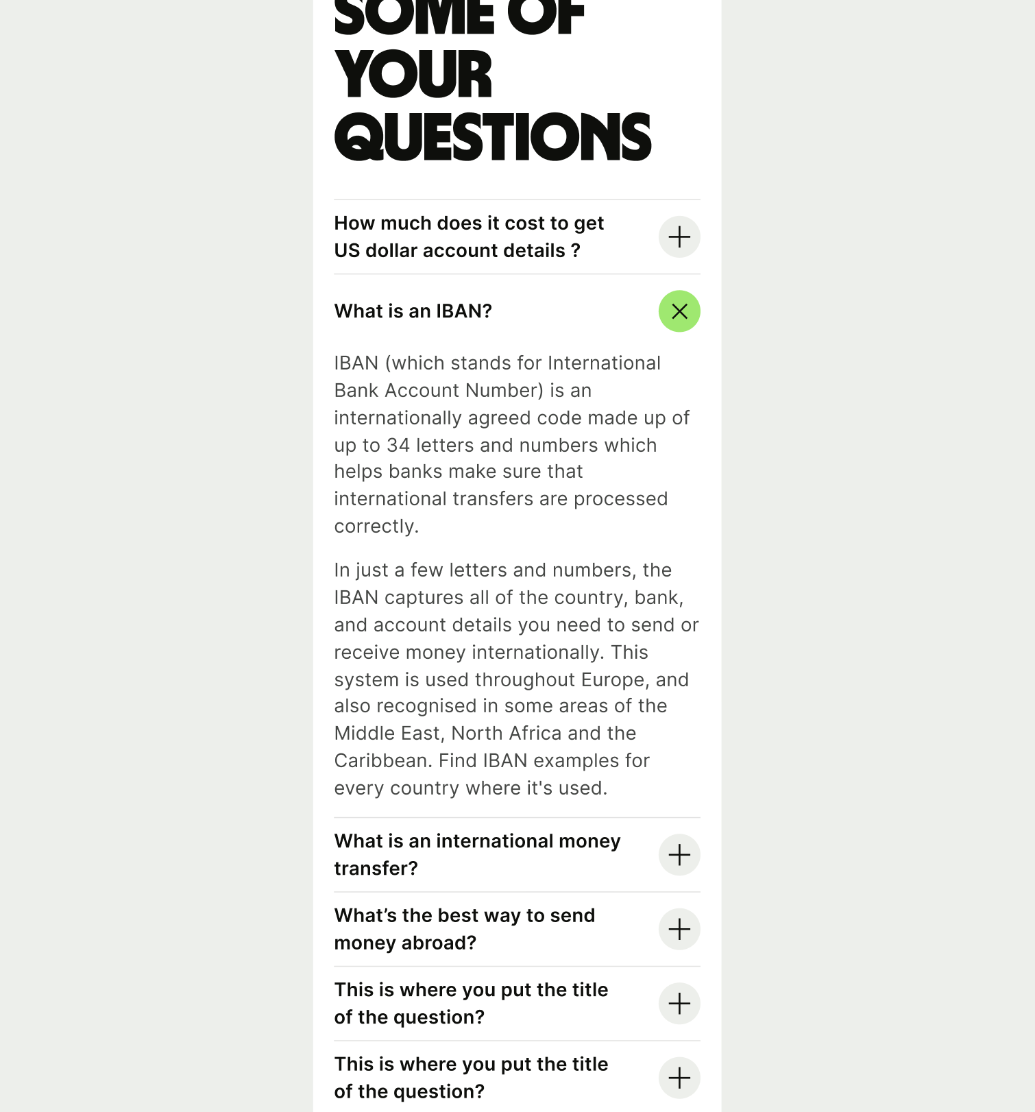 Accordion pattern on mobile
