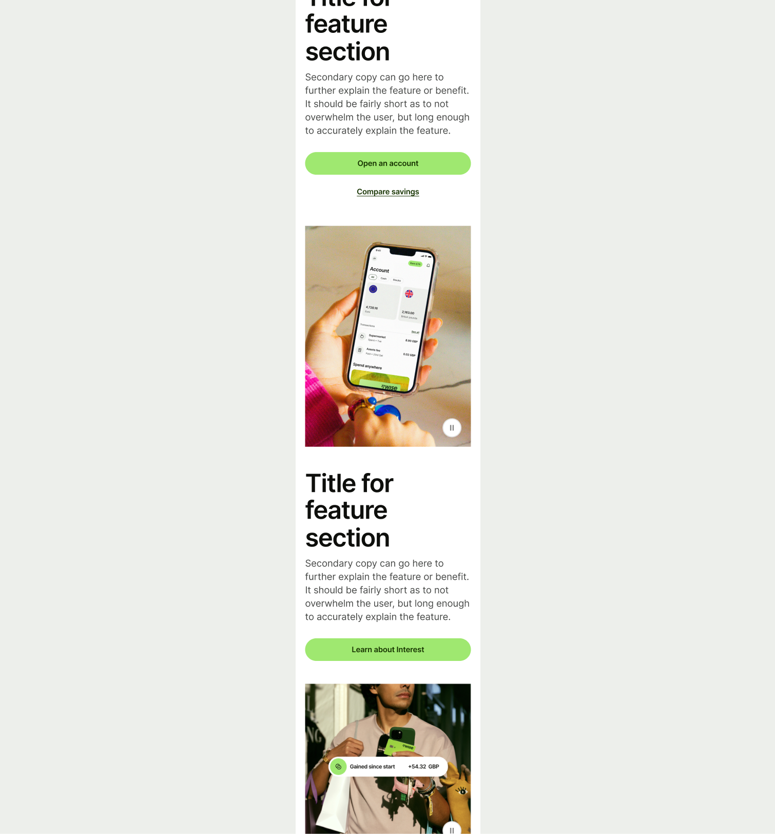 Feature Section Grid pattern on mobile