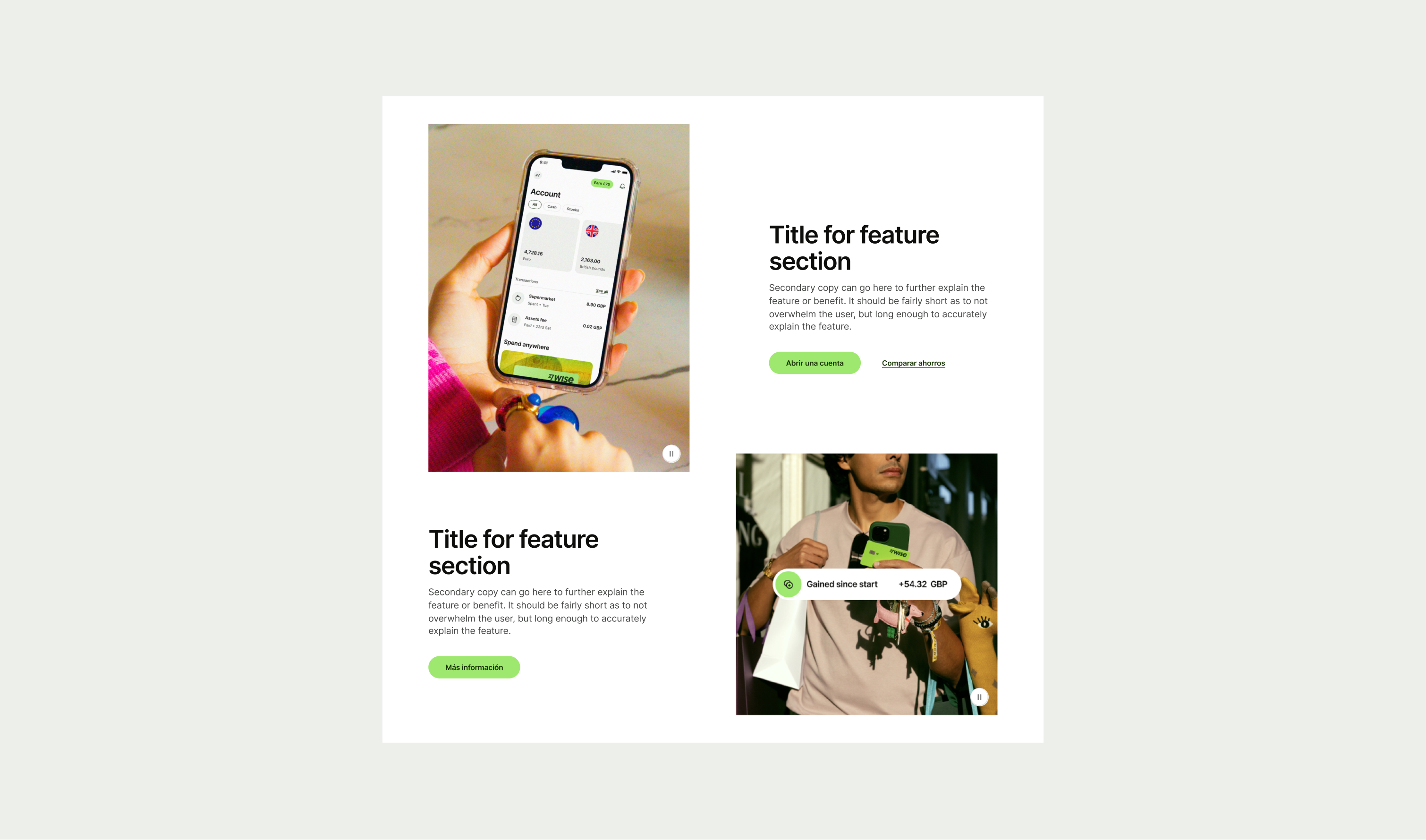 Feature Section Grid pattern in another language
