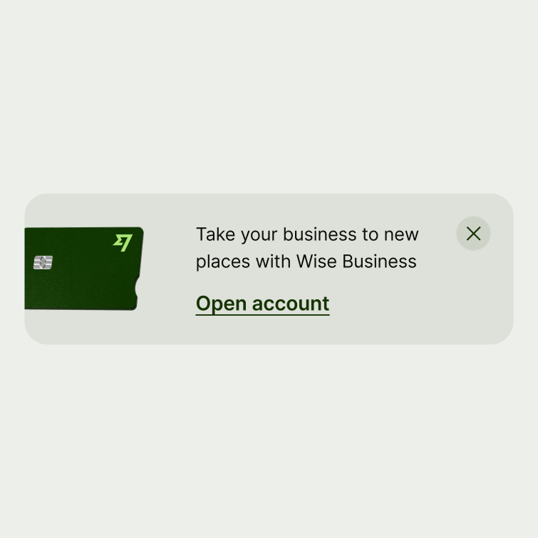 A nudge with a business account card illustration.