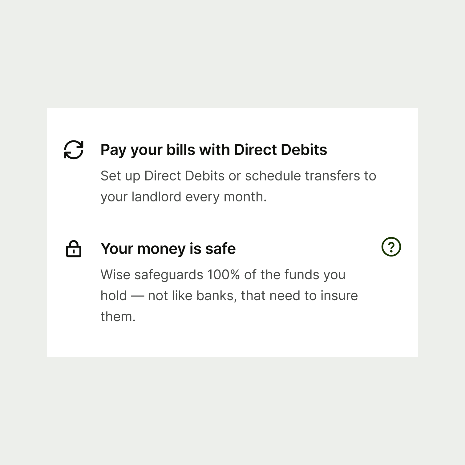 Two summary items within the mobile app.