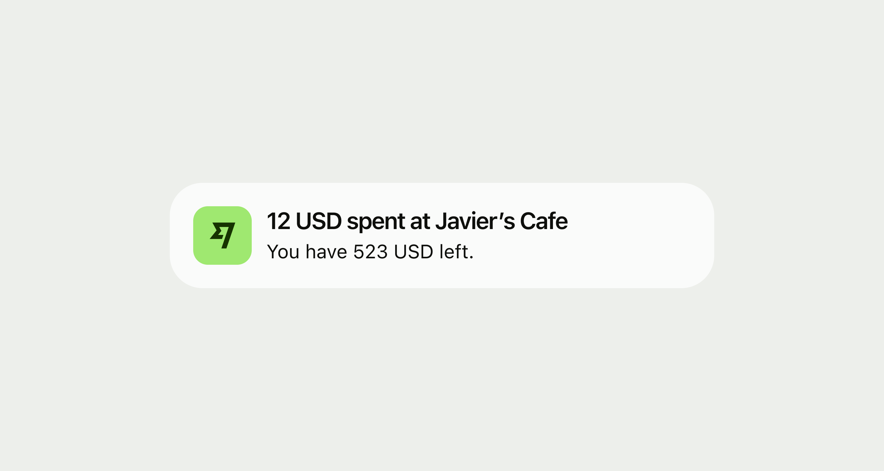 A notification in the Wise app telling you that's you've spend 12 USD at a cafe.