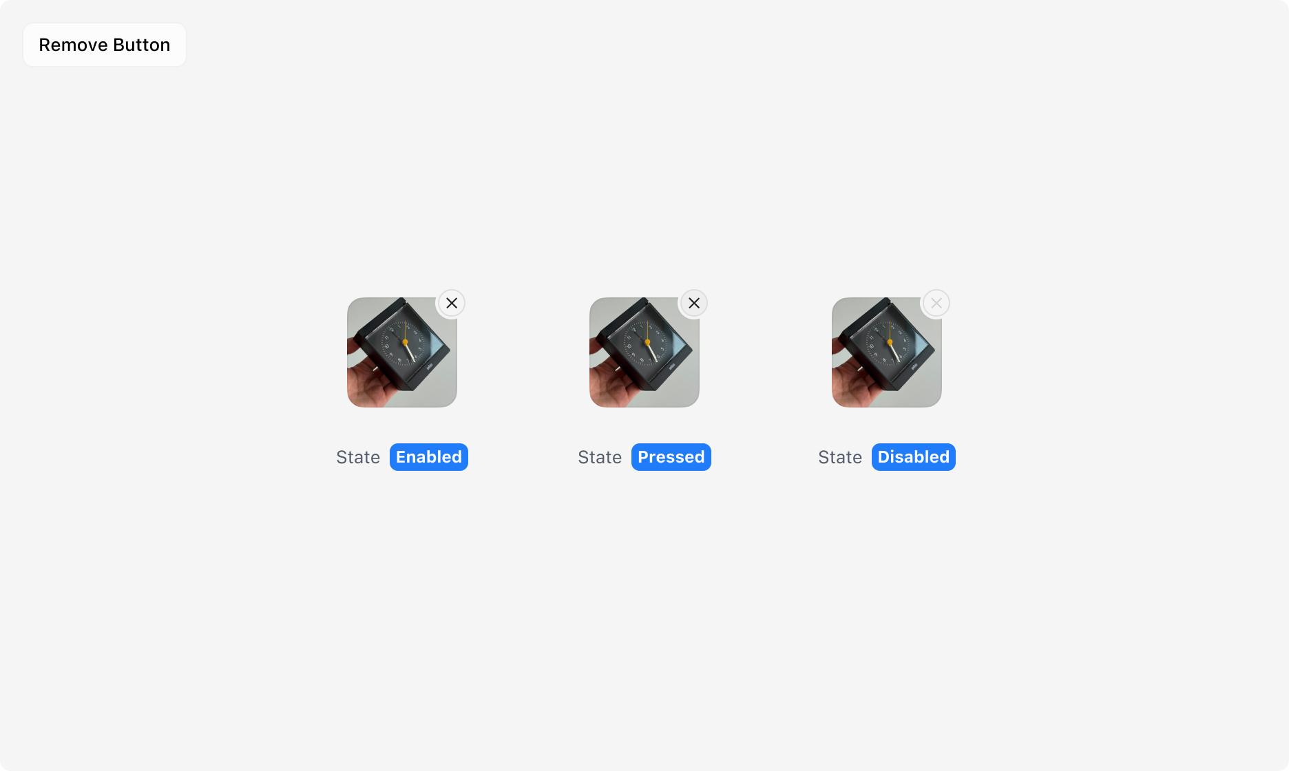Attachment Input Preview의 Enabled, Loading, Error, Disabled, Dragging 상태 예시
