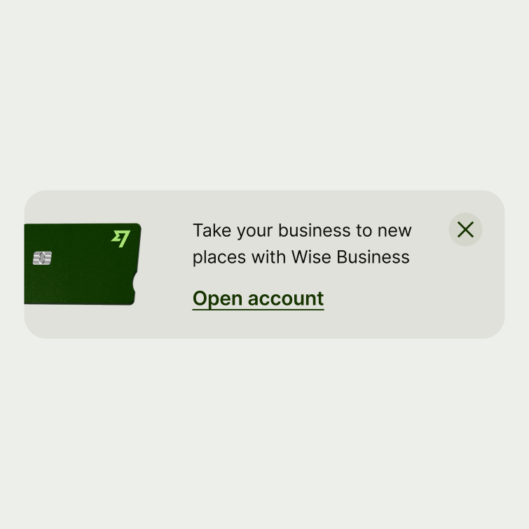 A nudge with a business account card illustration.