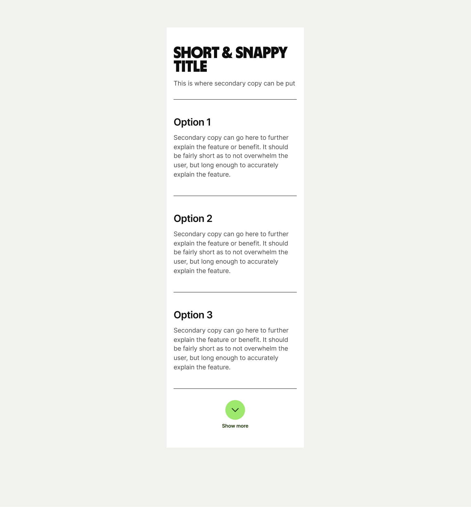 Text Stack pattern on mobile