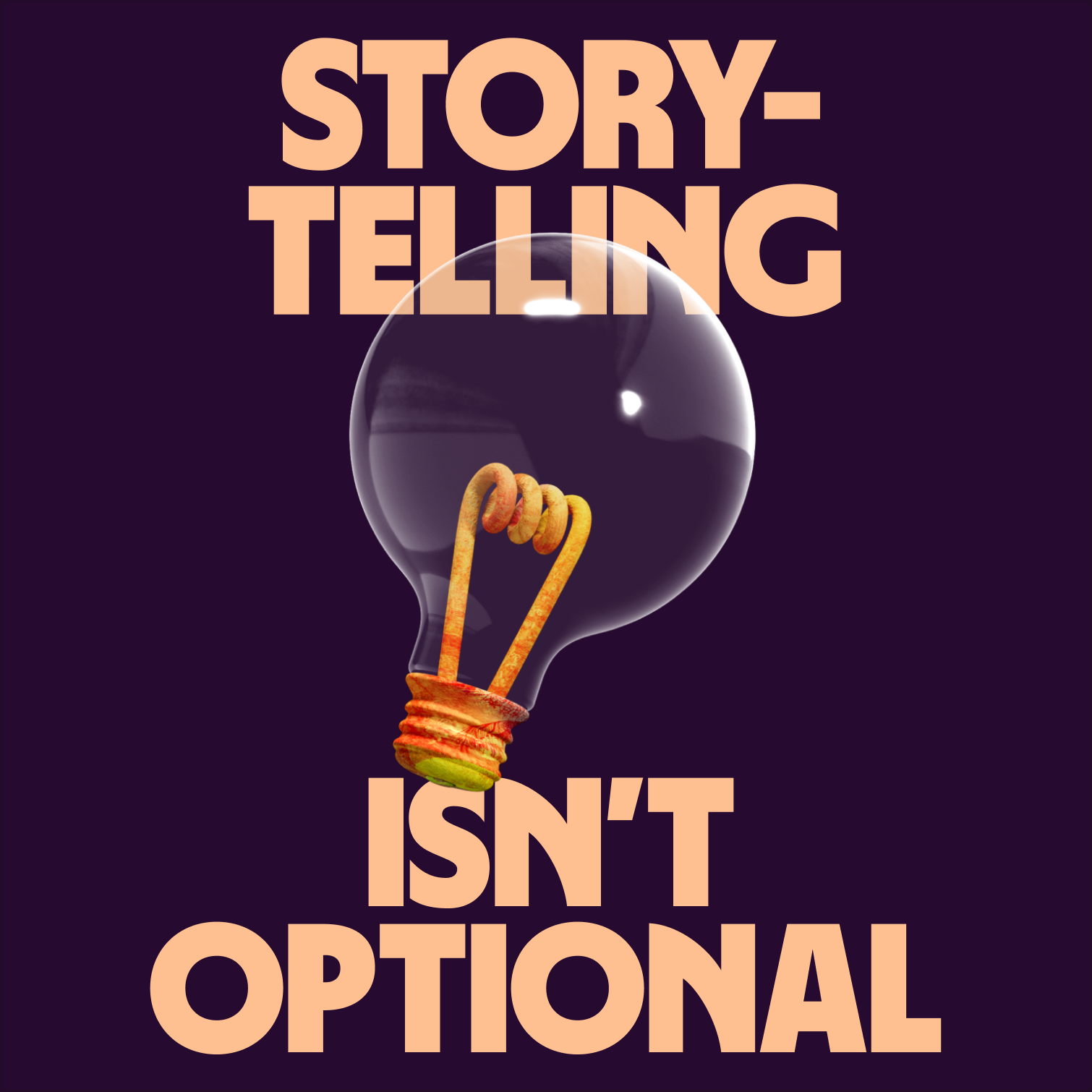 A light bulb illustration overlapping the title Storytelling isn't optional