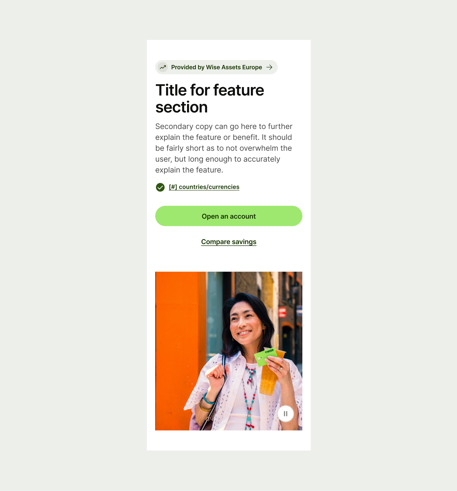 An image of Feature Section Single pattern with correct UX